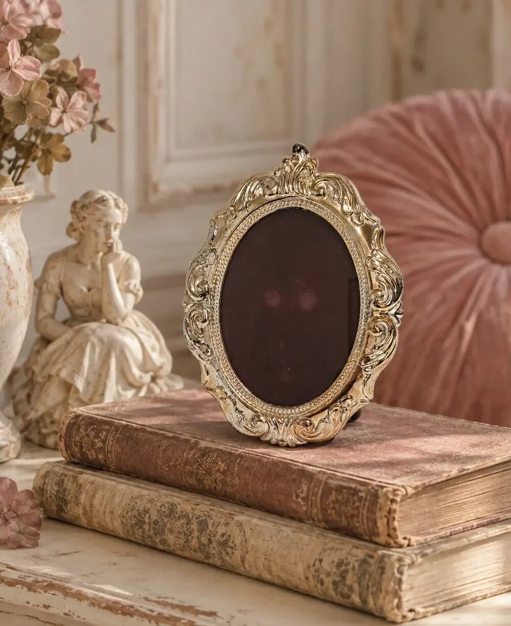Vintage Teleflora Silver Plated Oval Photo Frame Ornate Rococo Baroque Coquette